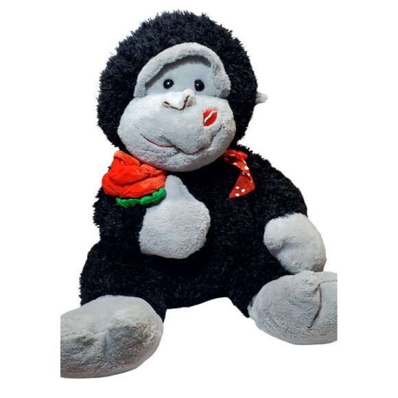 2015 Kmart Valentine Gorilla Plush 18" Red Hearts Rose Kiss Stuffed Animal - Picture 1 of 13